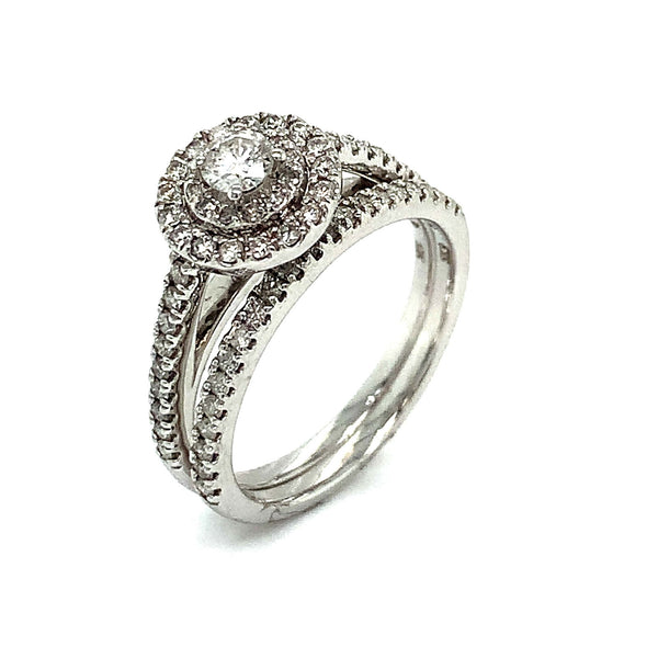 (SOFIA) Set de anillos con diamantes en oro blanco 10k - DGjoyeros