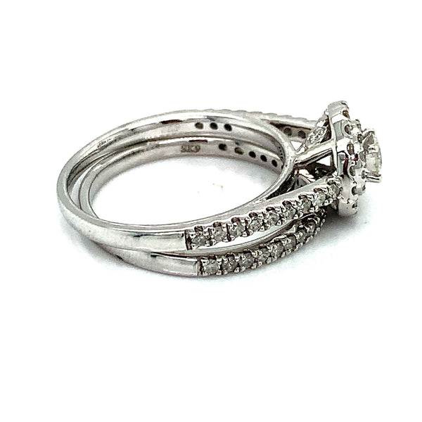 (SOFIA) Set de anillos con diamantes en oro blanco 10k - DGjoyeros