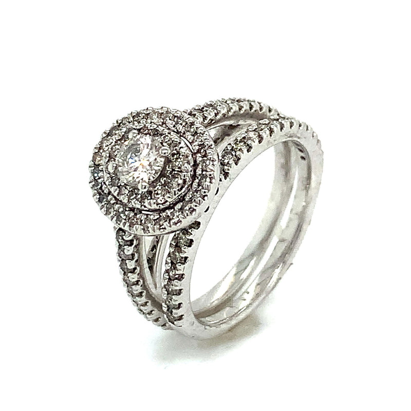 (SOFIA) Set de anillos con diamantes en oro blanco 10k - DGjoyeros