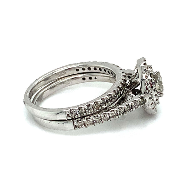 (SOFIA) Set de anillos con diamantes en oro blanco 10k - DGjoyeros