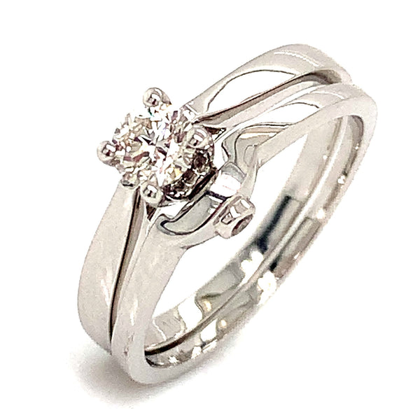 (SOFIA) Set de anillos con diamantes en oro blanco 10k - DGjoyeros