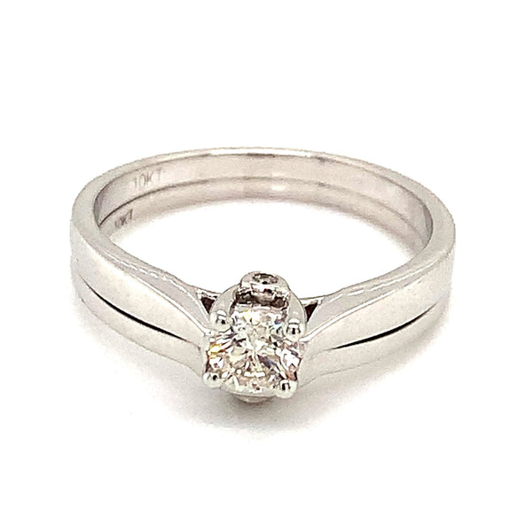 (SOFIA) Set de anillos con diamantes en oro blanco 10k - DGjoyeros