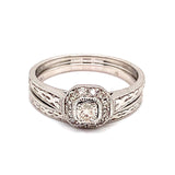 (SOFIA) Set de anillos con diamantes en oro blanco 10k - DGjoyeros