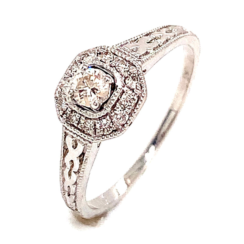 (SOFIA) Set de anillos con diamantes en oro blanco 10k - DGjoyeros