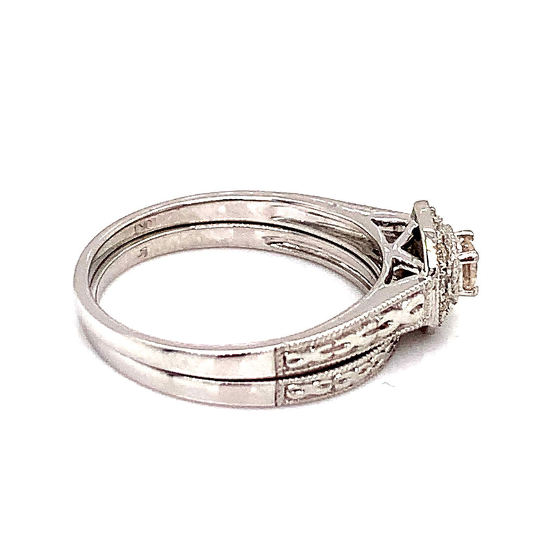 (SOFIA) Set de anillos con diamantes en oro blanco 10k - DGjoyeros