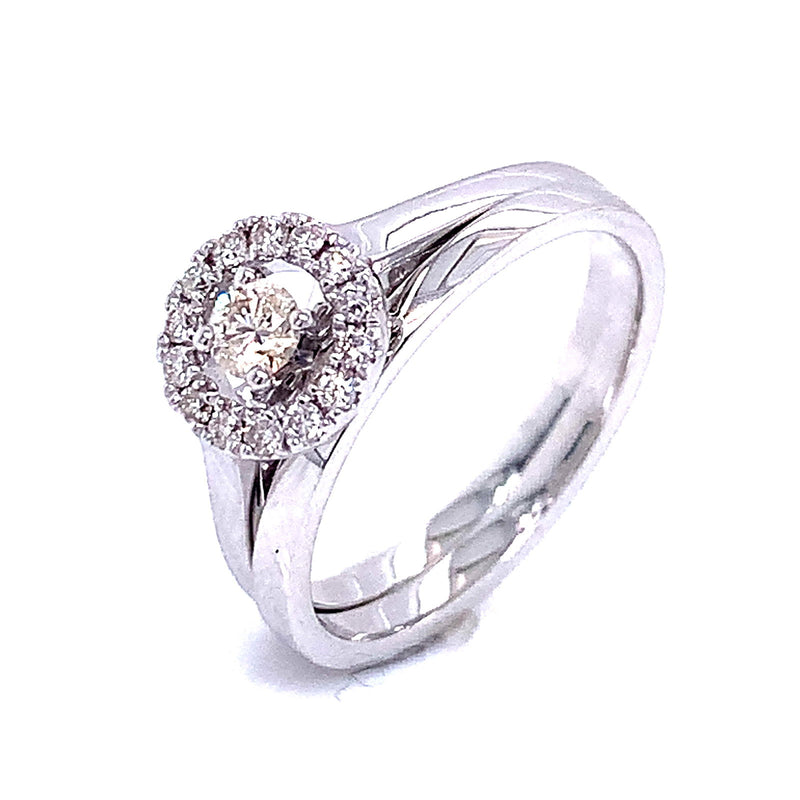 (SOFIA) Set de anillos con diamantes en oro blanco 10k - DGjoyeros