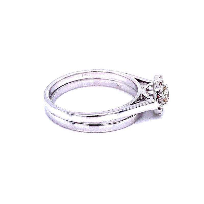 (SOFIA) Set de anillos con diamantes en oro blanco 10k - DGjoyeros