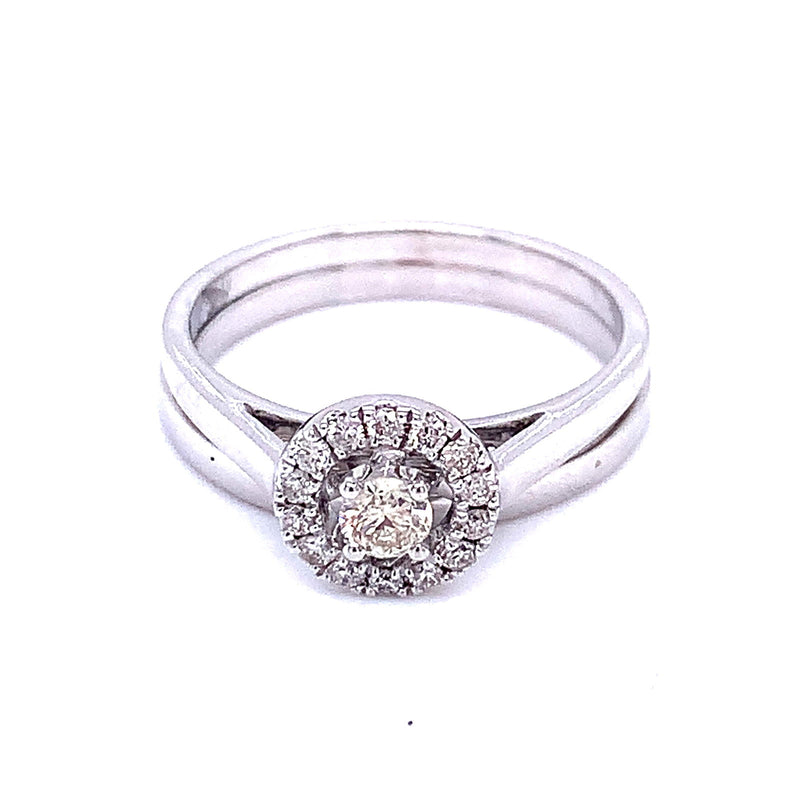 (SOFIA) Set de anillos con diamantes en oro blanco 10k - DGjoyeros