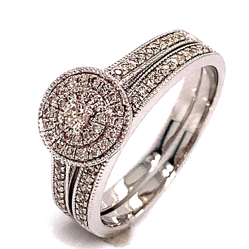 (SOFIA) Set de anillos con diamantes en oro blanco 10k - DGjoyeros
