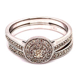 (SOFIA) Set de anillos con diamantes en oro blanco 10k - DGjoyeros