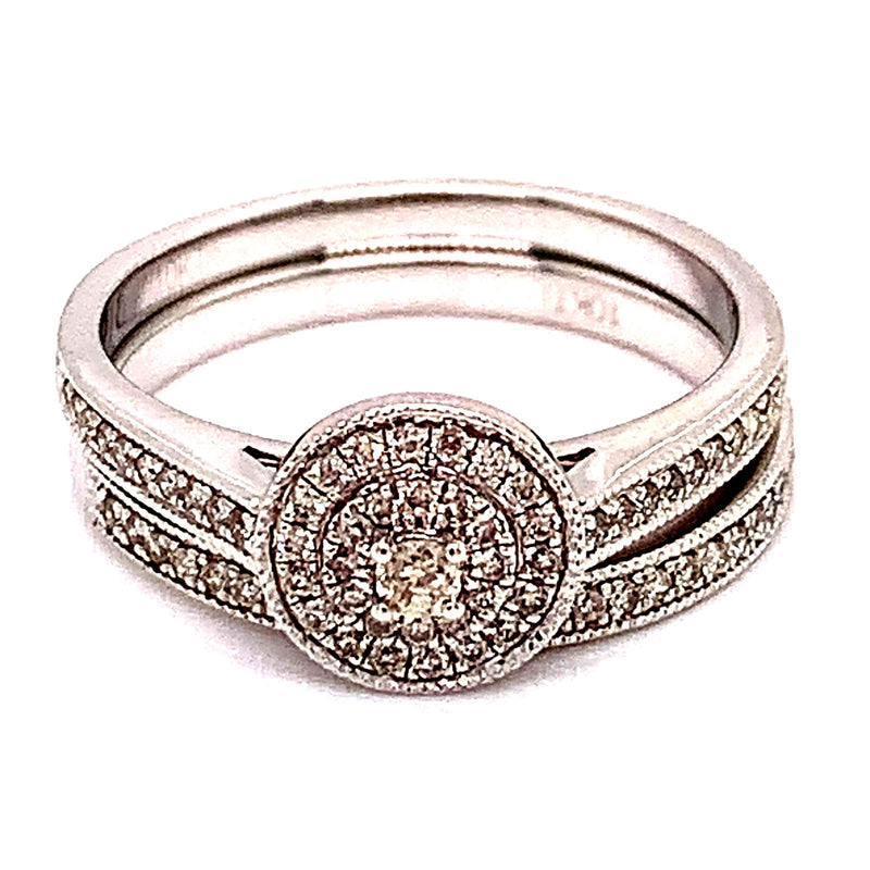 (SOFIA) Set de anillos con diamantes en oro blanco 10k - DGjoyeros