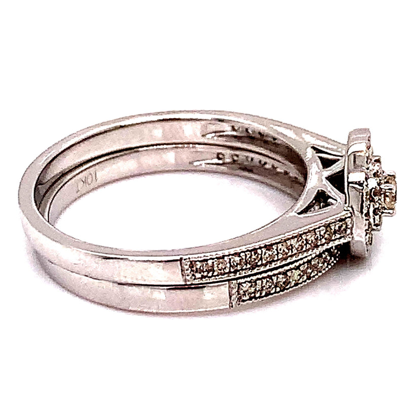 (SOFIA) Set de anillos con diamantes en oro blanco 10k - DGjoyeros