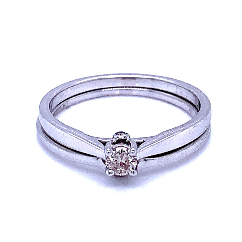 (SOFIA) Set de anillos con diamantes en oro blanco 10k - DGjoyeros