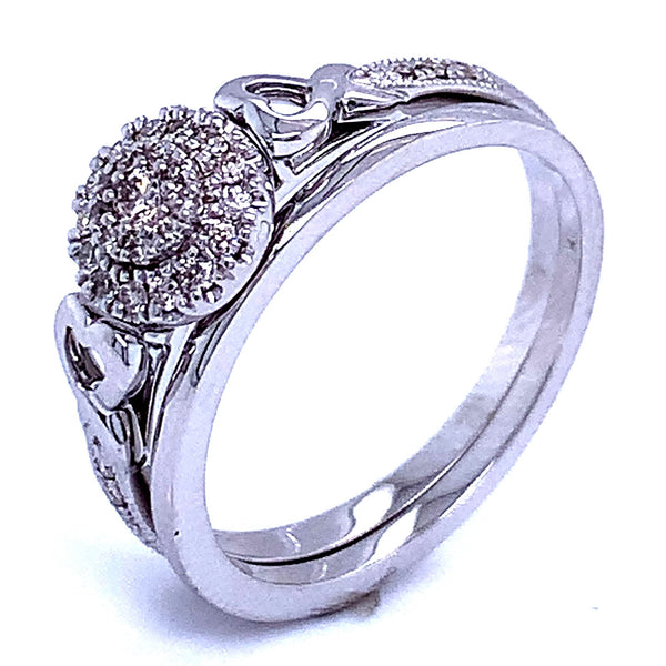 (SOFIA) Set de anillos con diamantes en oro blanco 10k - DGjoyeros