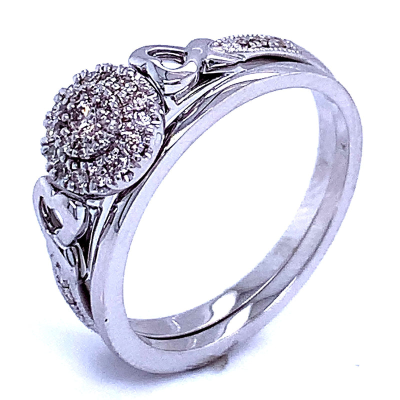 (SOFIA) Set de anillos con diamantes en oro blanco 10k - DGjoyeros