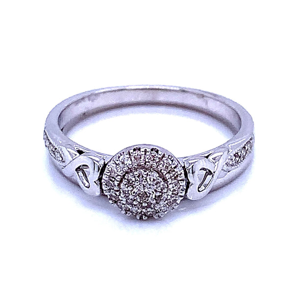 (SOFIA) Set de anillos con diamantes en oro blanco 10k - DGjoyeros