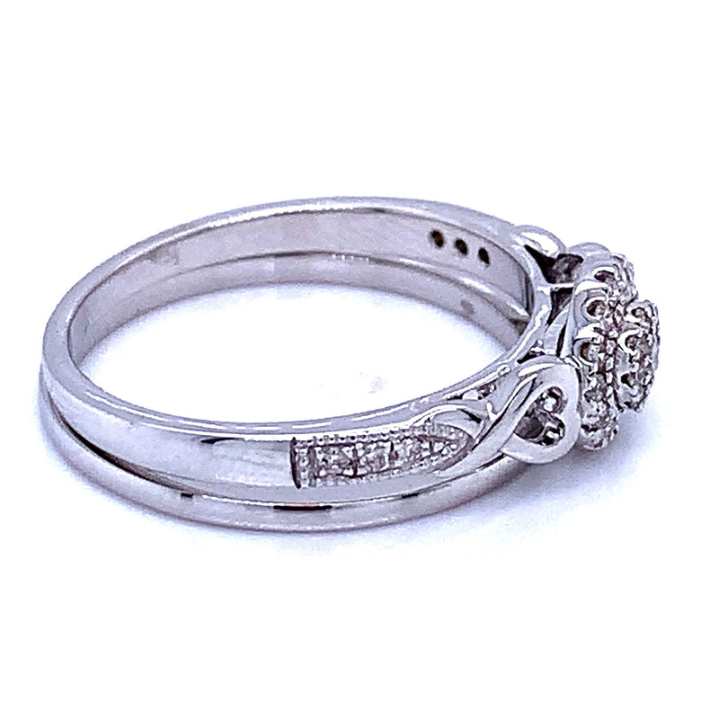 (SOFIA) Set de anillos con diamantes en oro blanco 10k - DGjoyeros