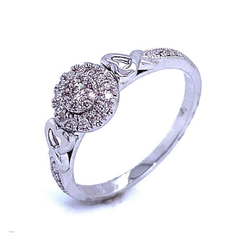 (SOFIA) Set de anillos con diamantes en oro blanco 10k - DGjoyeros