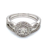 (SOFIA) Set de anillos con diamantes en oro blanco 10k - DGjoyeros