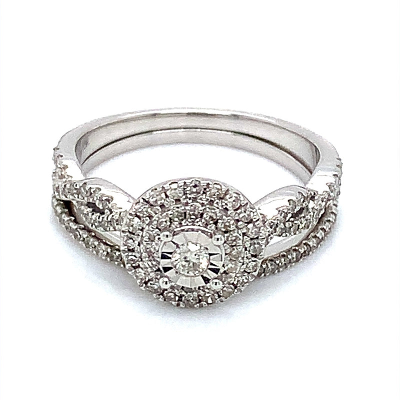 (SOFIA) Set de anillos con diamantes en oro blanco 10k - DGjoyeros