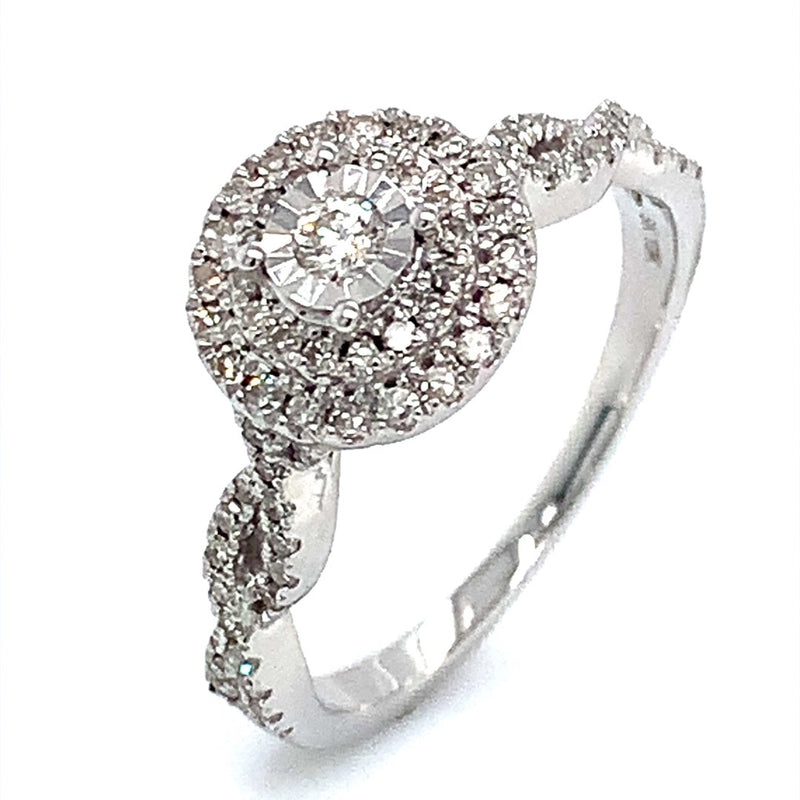 (SOFIA) Set de anillos con diamantes en oro blanco 10k - DGjoyeros