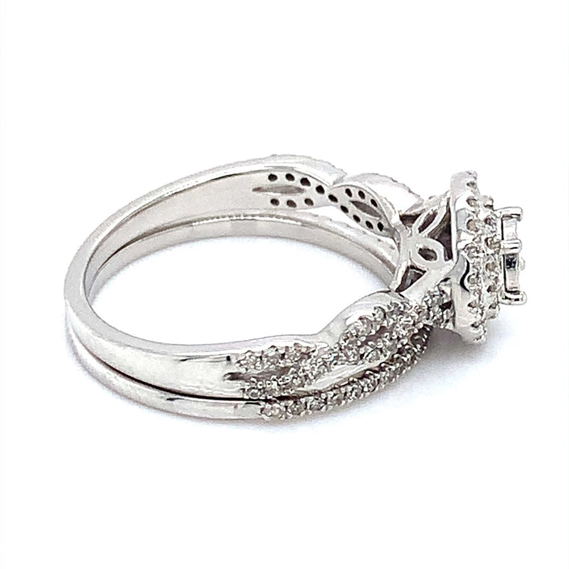 (SOFIA) Set de anillos con diamantes en oro blanco 10k - DGjoyeros