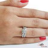 (SOFIA) Set de anillos con diamantes en oro blanco 10k  ANTES: $799.00 - DGjoyeros