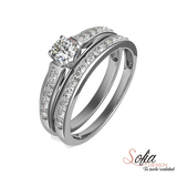 (SOFIA) Set de anillos con diamantes en oro blanco 10kt. - DGjoyeros