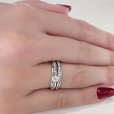(SOFIA) Set de anillos con diamantes en oro blanco 10kt. - DGjoyeros