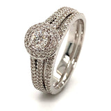 (SOFIA) Set de anillos con diamantes en oro blanco 10kt. - DGjoyeros