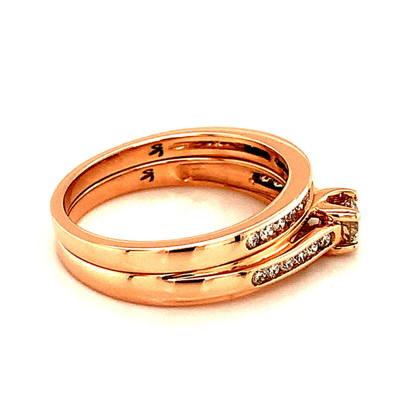 (SOFIA) Set de anillos con diamantes en oro rosado 10k - DGjoyeros