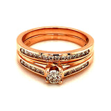(SOFIA) Set de anillos con diamantes en oro rosado 10k - DGjoyeros
