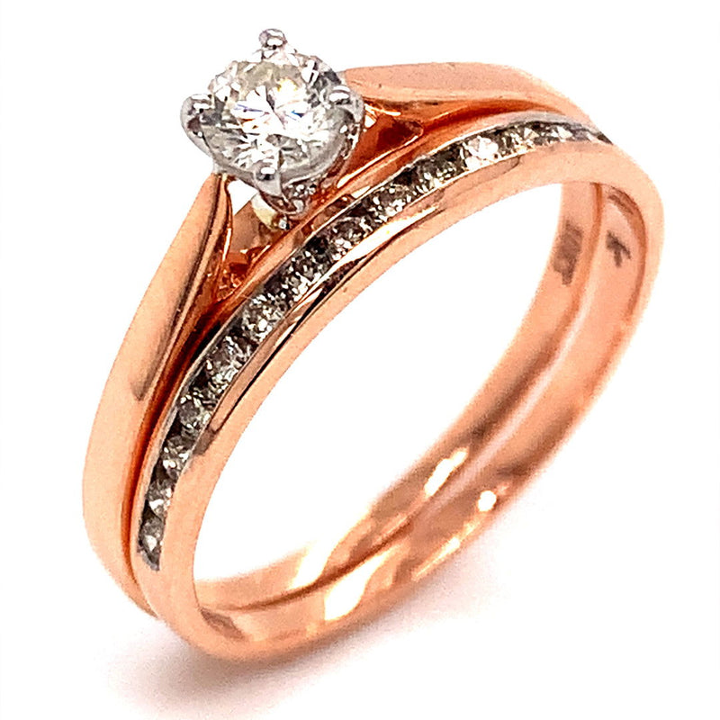 (SOFIA) Set de anillos con diamantes en oro rosado 10k - DGjoyeros