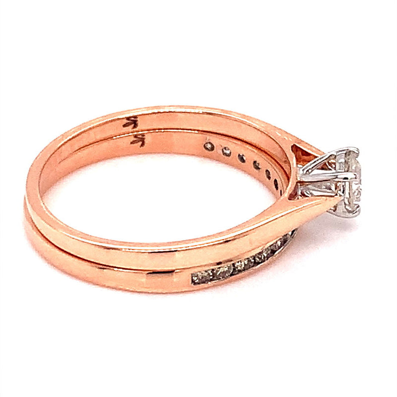 (SOFIA) Set de anillos con diamantes en oro rosado 10k - DGjoyeros
