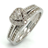 (SOFIA) Set de anillos (corazón) con diamantes en oro blanco 10Kt.