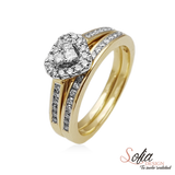 (SOFIA) Set de anillos (corazón) de diamantes en oro amarillo 10Kt. - DGjoyeros