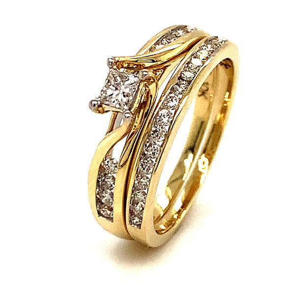 (SOFIA) Set de anillos de diamantes en oro amarillo 10kt. - DGjoyeros