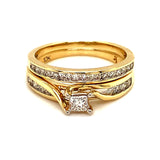 (SOFIA) Set de anillos de diamantes en oro amarillo 10kt. - DGjoyeros
