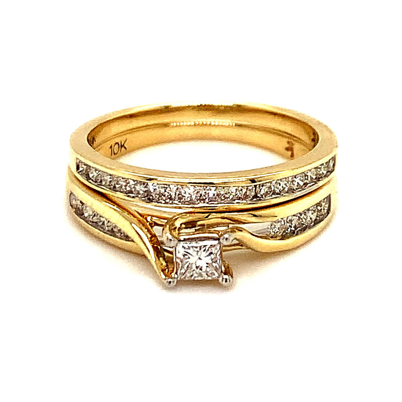 (SOFIA) Set de anillos de diamantes en oro amarillo 10kt. - DGjoyeros