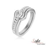(SOFIA) Set de anillos de diamantes en oro blanco 10Kt. - DGjoyeros