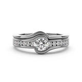 (SOFIA) Set de anillos de diamantes en oro blanco 10Kt. - DGjoyeros