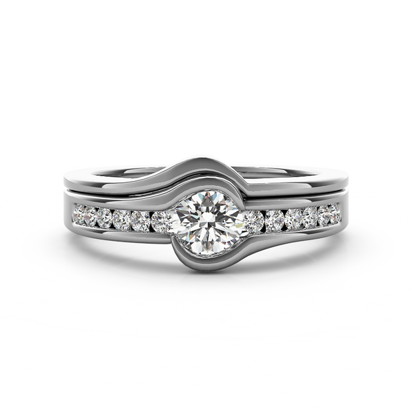 (SOFIA) Set de anillos de diamantes en oro blanco 10Kt. - DGjoyeros