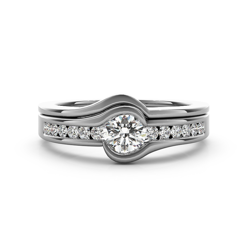 (SOFIA) Set de anillos de diamantes en oro blanco 10Kt. - DGjoyeros