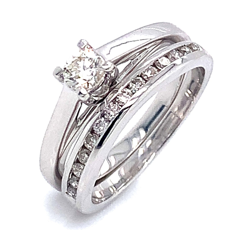 (SOFIA) Set de anillos de diamantes en oro blanco 10Kt. - DGjoyeros