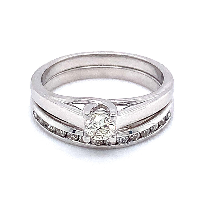 (SOFIA) Set de anillos de diamantes en oro blanco 10Kt. - DGjoyeros