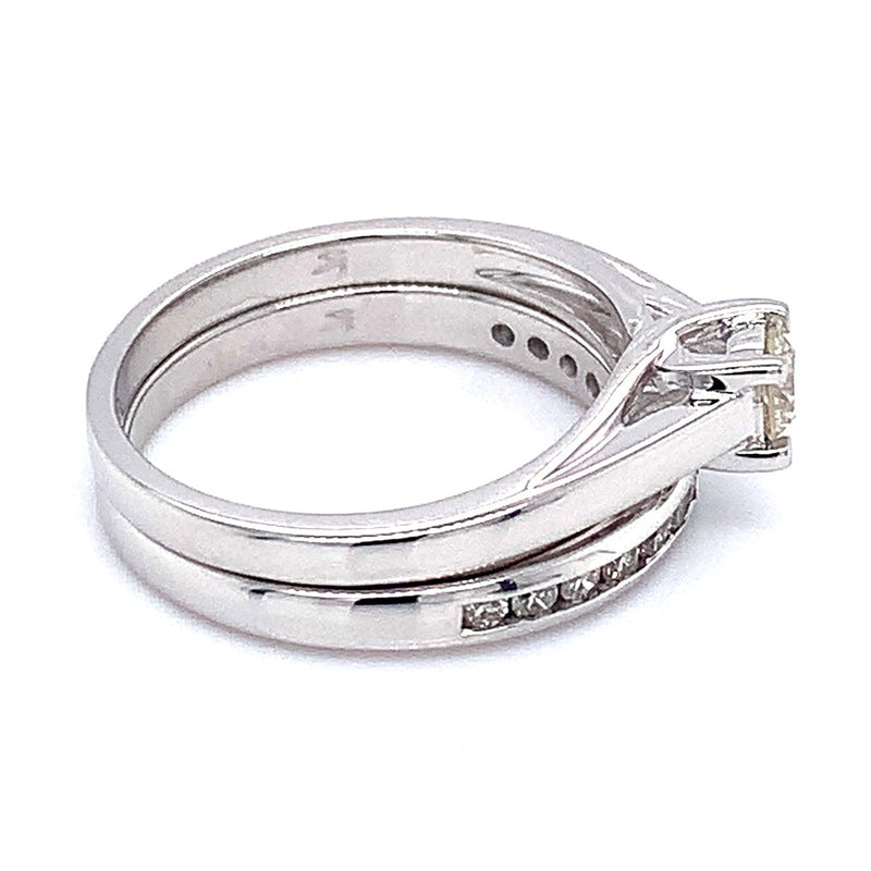 (SOFIA) Set de anillos de diamantes en oro blanco 10Kt. - DGjoyeros