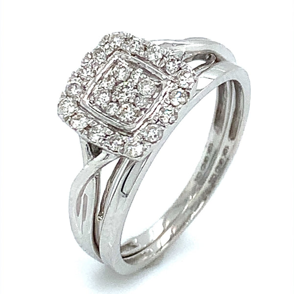 (SOFIA) Set de anillos de diamantes en oro blanco 10Kt. - DGjoyeros