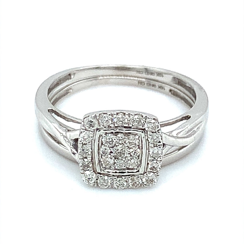 (SOFIA) Set de anillos de diamantes en oro blanco 10Kt. - DGjoyeros