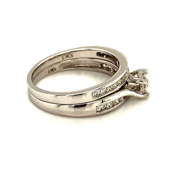 (SOFIA) Set de anillos de diamantes en oro blanco 10kt. - DGjoyeros