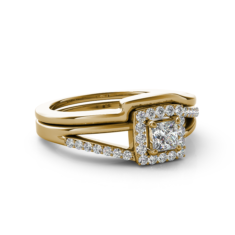 (SOFIA) Set de anillos de diamantes oro amarillo 10Kt. - DGjoyeros